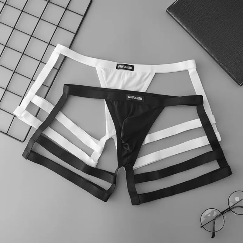 Elastiska stringtrosor som andas för män, låg höjd med U-konvex påsedesign lämplig för vår sommar höst vinter — image 1