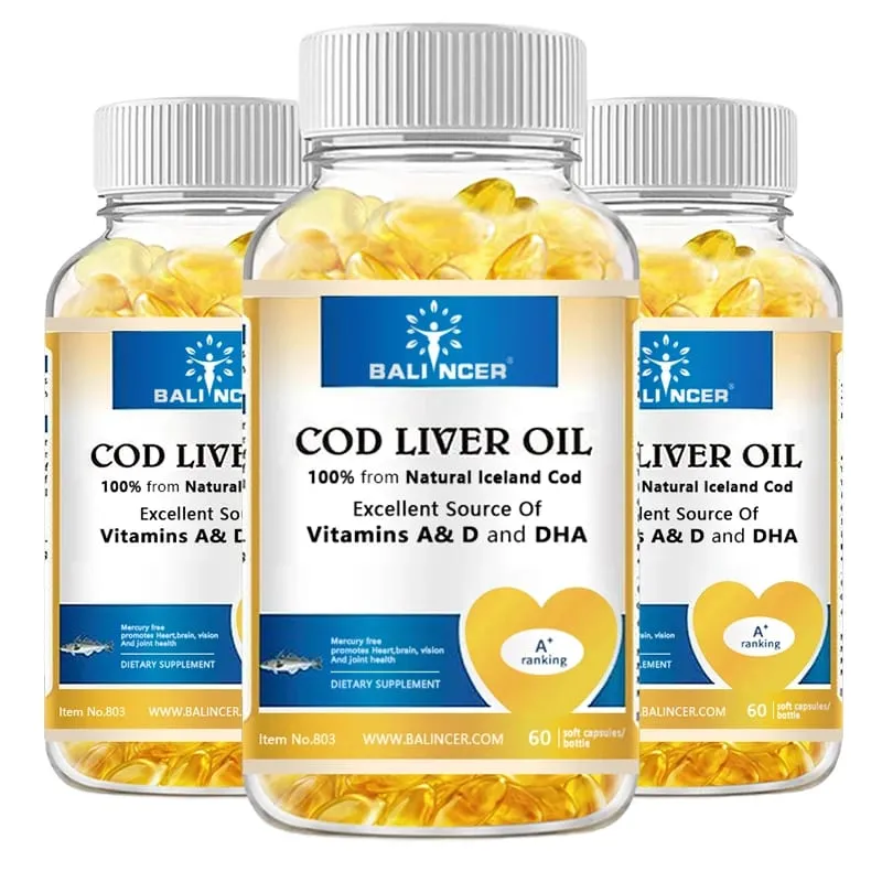 Cod Liver Oil Capsules Vitamins A & D and DHA Support Stress Relief Strengthen The Brain Bones Improve Memory and Intelligence — image 9