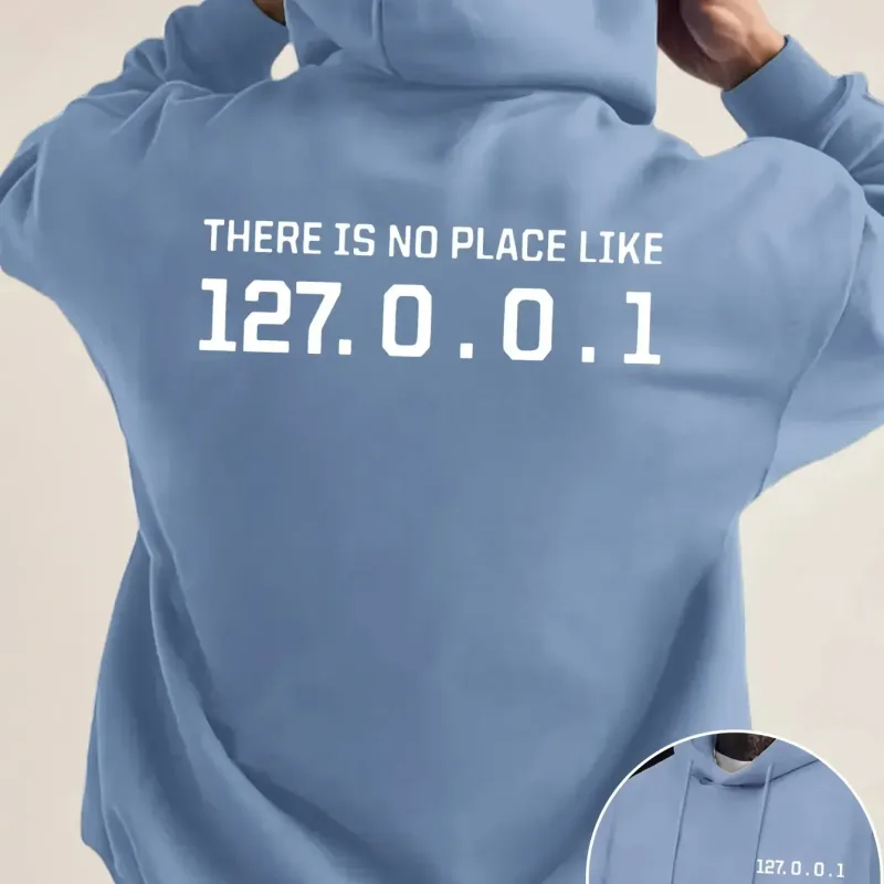 Programmer Geek 127.0.0.1 Hoodies gráficos de texto para homens com estampa dupla face macia de lã solta com capuz — image 5