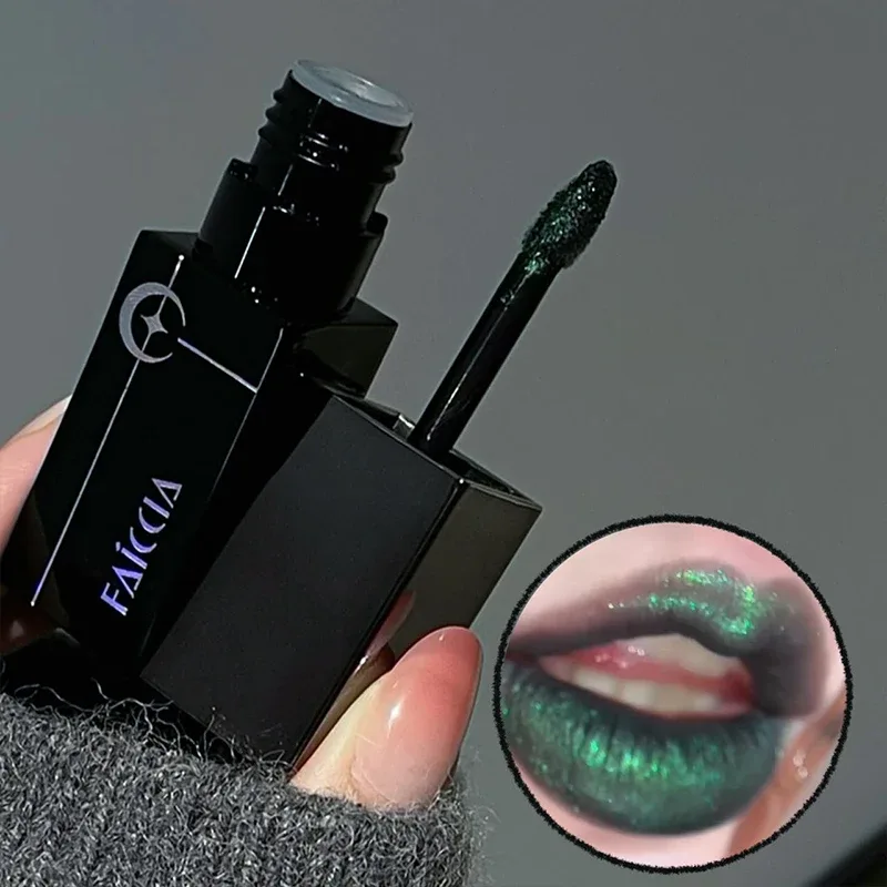 8 Colors Glitter Watery Lip Gloss Diamond Pearlescent Metallic Lipstick Lasting Moisturizing Non-Sticky Halloween Party Makeup