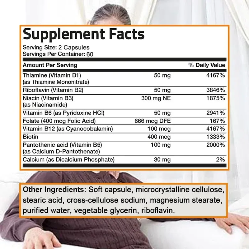 Organic B-vitamin komplex támogatja az energia immunrendszer egészségét Antioxidáns kiegészítő - 30/60/120 vegetáriánus kapszula — image 6