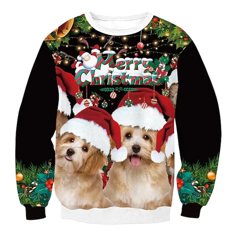 Funny Santa Claus Pattern Ugly Christmas Sweatshirt Men New 3d Printed Xmas Party Crew Neck Long Sleeve Women New Year Hoodies