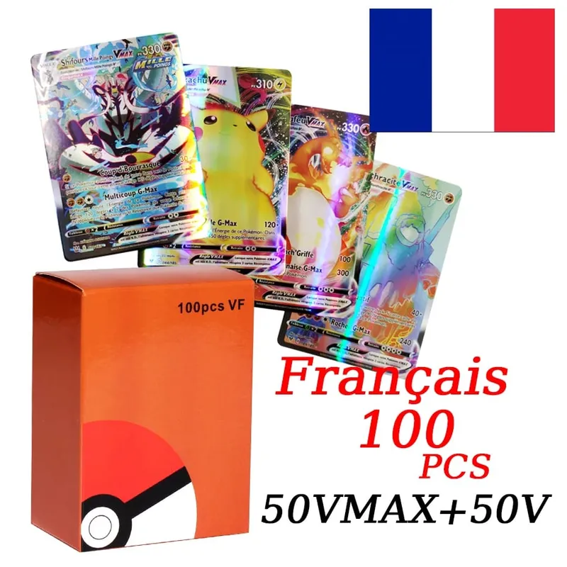 Francia változatú Pokemon kártyák VMAX V EX GX MEGA Carte Collection Battle Trainer Gyermek karácsonyi játékok Ajándék — image 8