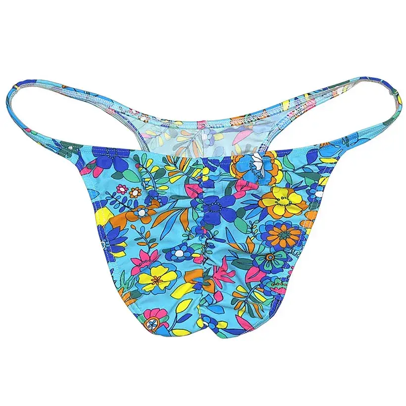 Men's Cheeky Briefs Underwear Pouch Male Ruched Bikini Swimwear Sexy Underpants High Elasticity, Low Waist, Floral Print sexy — image 16