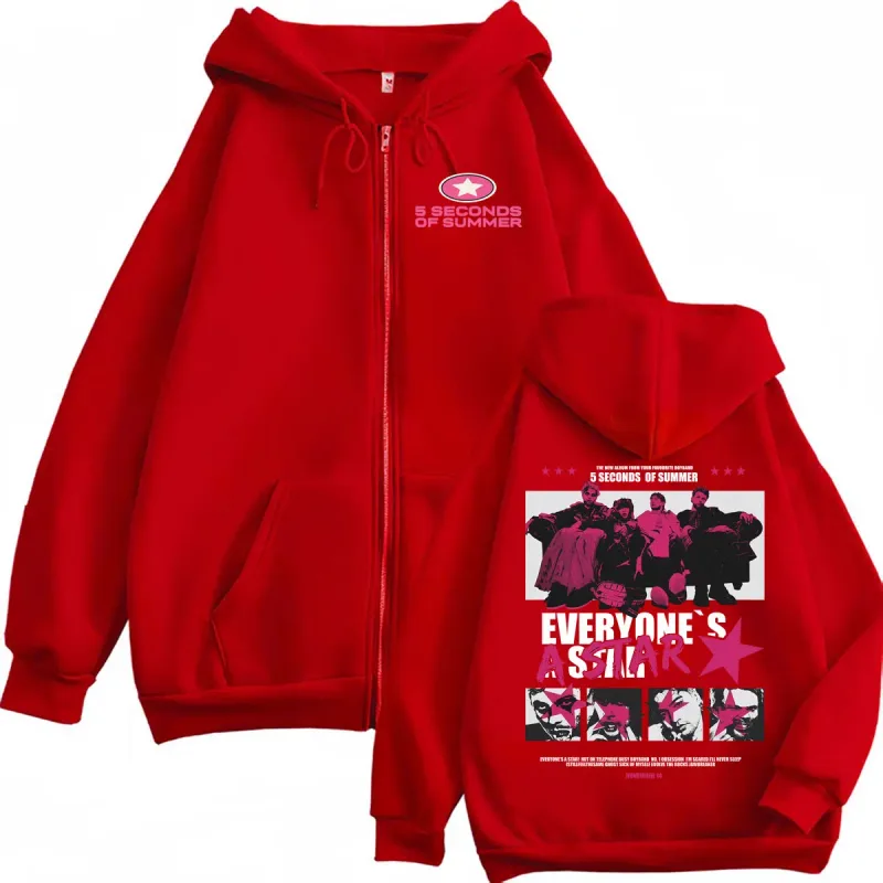 5 Seconds of Summer Everyone's A Star 2026 World Tour Zipper Hoodies Coat Men Women Harajuku Hip Hop Rock Punk Jacket Sweatshirt — image 5