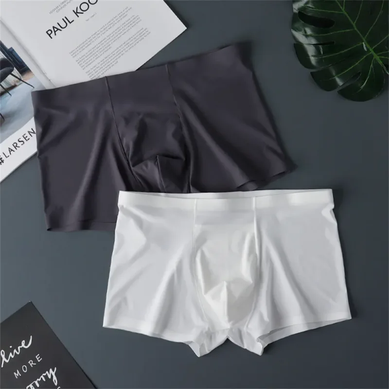 3 pçs de alta qualidade roupa interior masculina de seda gelo verão fino respirável sem costura calcinha sexy masculino plus size — image 16