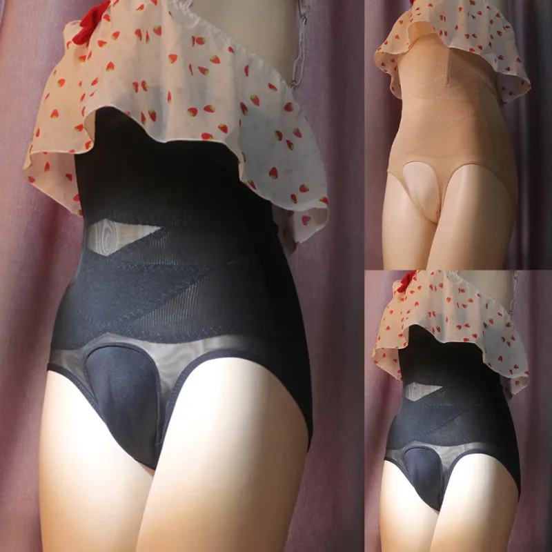 Crossdress ng Men's High Waist Panties, Transgender Hiding Gaff Panties, Shaping Briefs Black/Skin Color, M XL Sizes — image 8