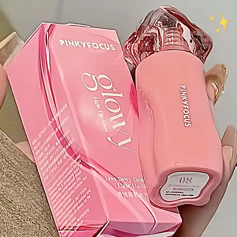 Pinkyfocus Lipstick Glossy Mirror Lip Gloss Moisturizing Hydrating Juicy Nude Lip Tint LongLasting Daily Natural Makeup Lipstick