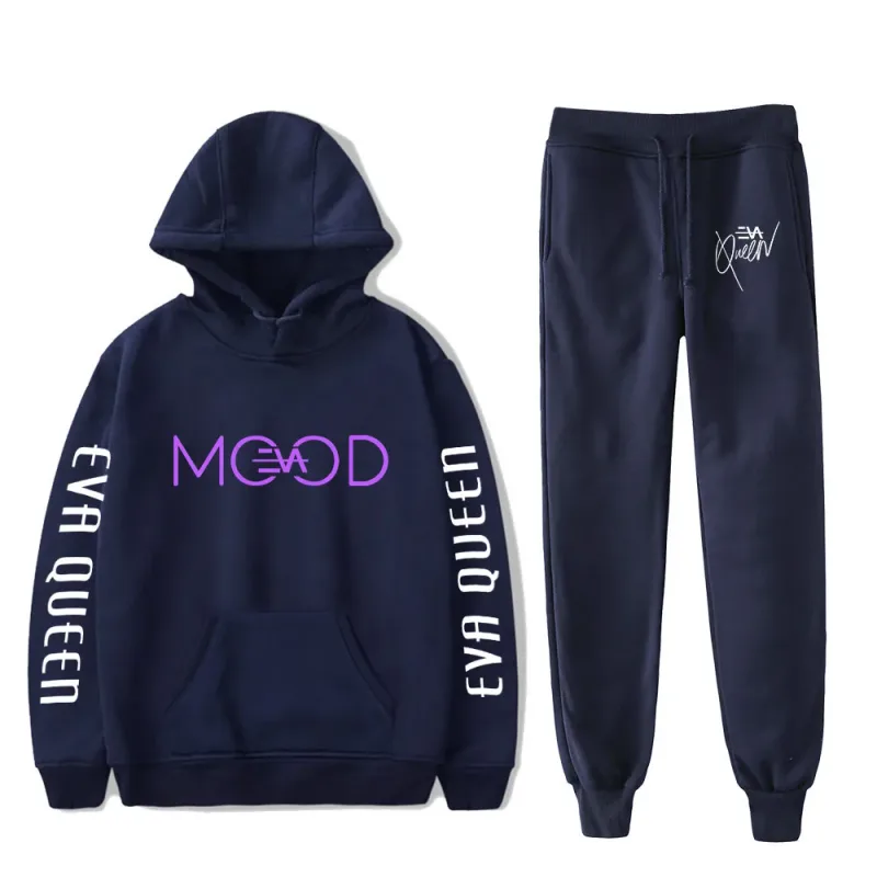 Hip hop confortável eva rainha impressão moletom moletom terno hoodies + calças terno meninos/meninas 2 peça conjunto roupas — image 13