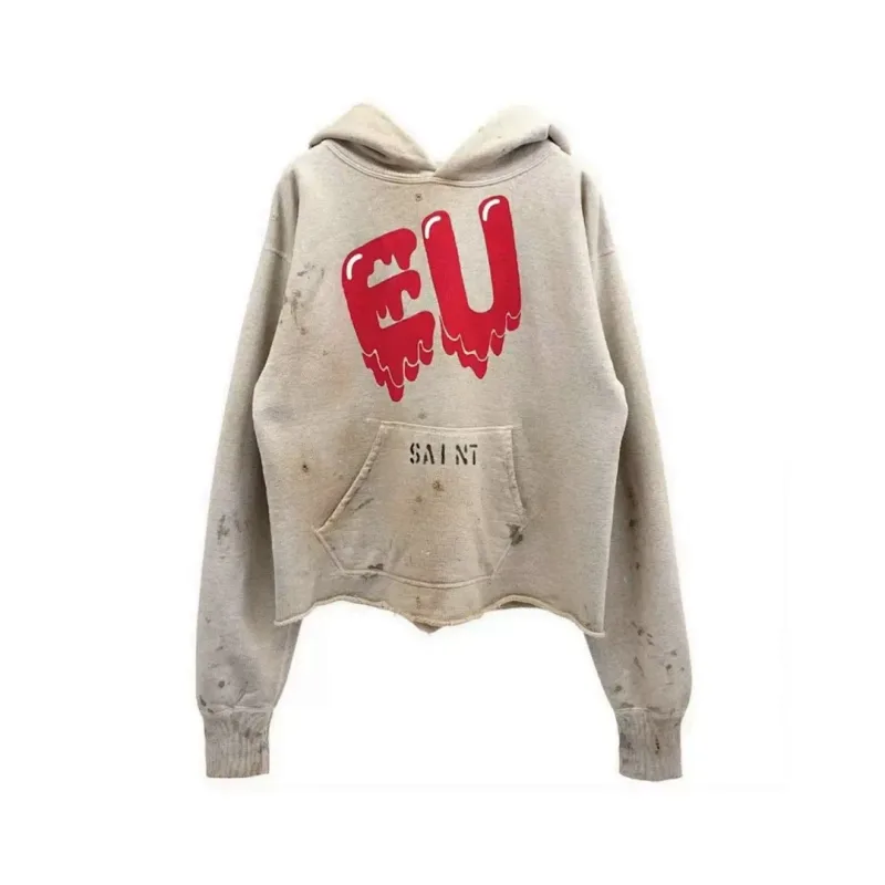 24FW SAINT Vintage Angel Printed Distressed Women Men Hooded Sweatshirt Hoodies Oversized Men Casual Cotton Pullover Hoodie — image 4