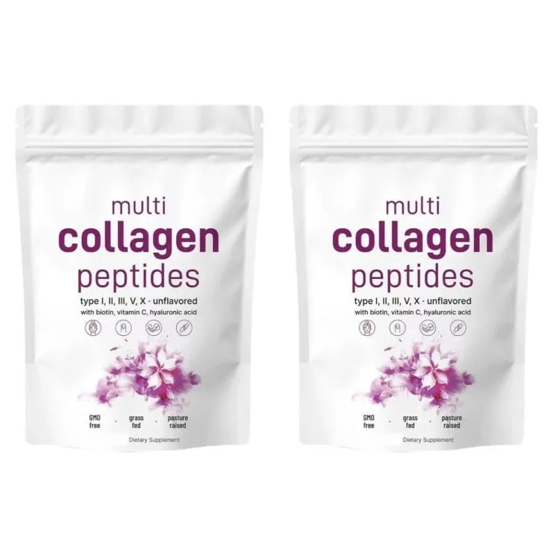 Multi Collagen Peptides I II III V típusú por biotin C-vitaminnal és hialuronsavval támogatja a bőrt, haj körmöket férfiaknak, nőknek — image 8