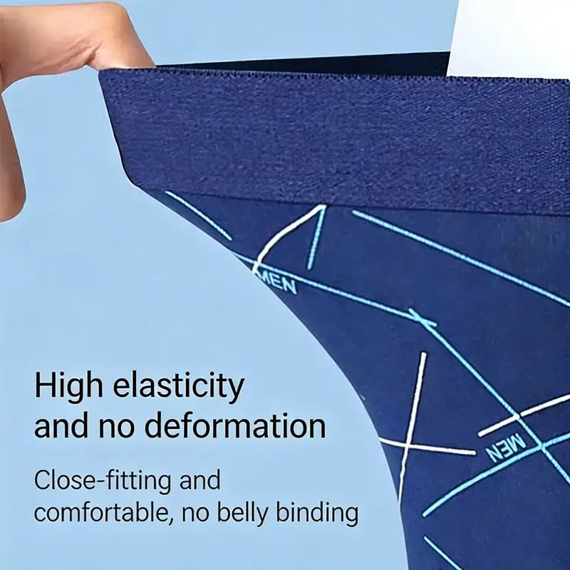 4pcs men's underwear, comfortable, soft and fashionable daily line print intimate boxer briefs, sporty and breathable boxers 3256811629132186 — image 2