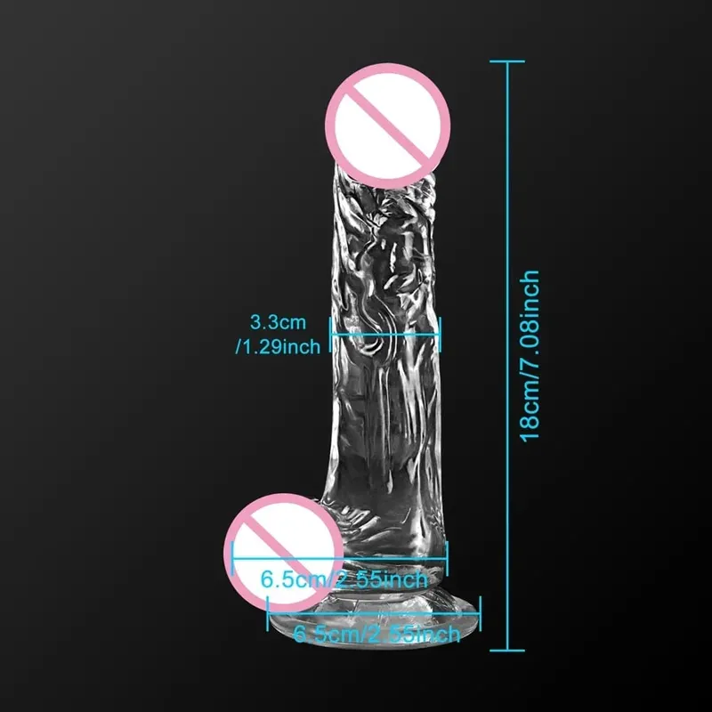 Jelly Dildo 4 Sizes Transparent Soft Realistic Penis Fake Dick Butt Plug for Woman Men Gay Sex Toys Female Vagina Anal Sex Toys — image 10