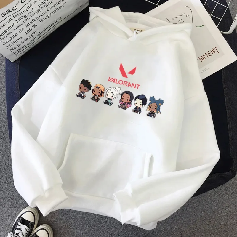 Valorant anime 2d impressão moletom de algodão masculino casual oversized pulôver popular streetwear moda moletom tendência roupas masculinas