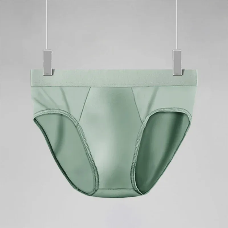 1pc Men's ice - silk underwear. Thin - style for summer, with U - convex briefs. solid - colored shorts