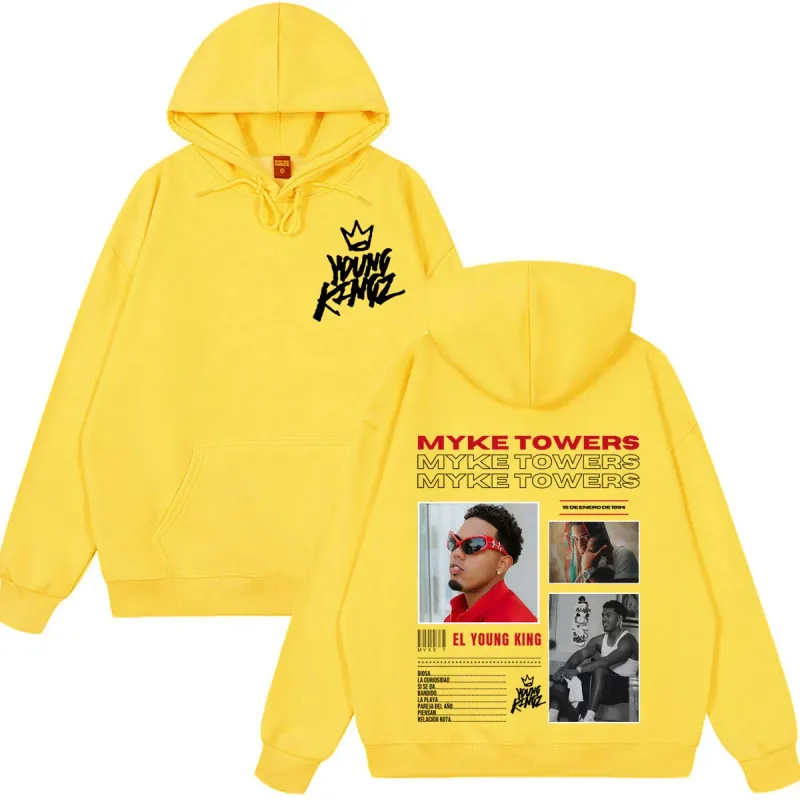 Myke Towers Young Kingz 2026 Album Tour Print Pullover Men Women Fashion Sweatshirts Winter Casual Long Sleeves Hip Hop Hoodie — image 9
