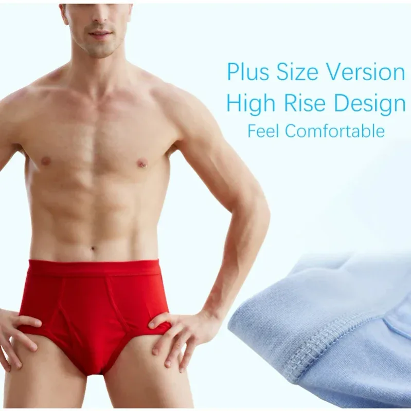 Solid Color Fat Plus Size Men's Underwear Mens Underpants 100% Cotton Comfortable Breathable Loose Large Size Men Briefs Panties — image 13
