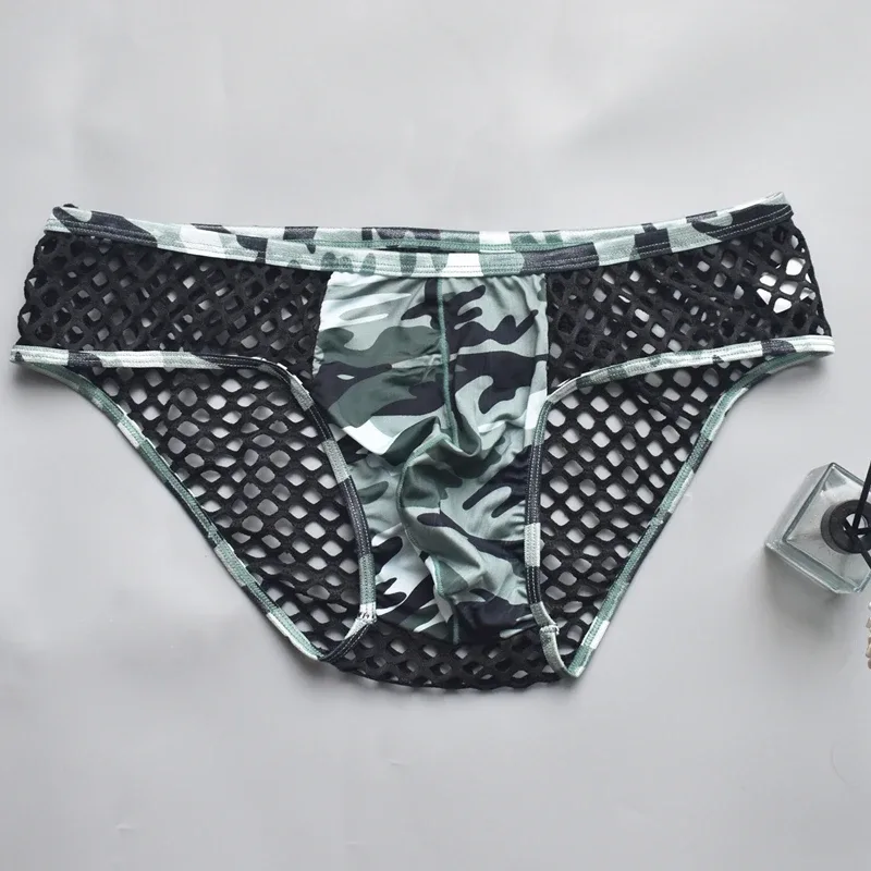 Man Underwear Mens Sexy Briefs Underpants Sissy Panties Camouflage U Pouch Hombre Slips Mesh Breathable Men's Lingerie Cuecas — image 2