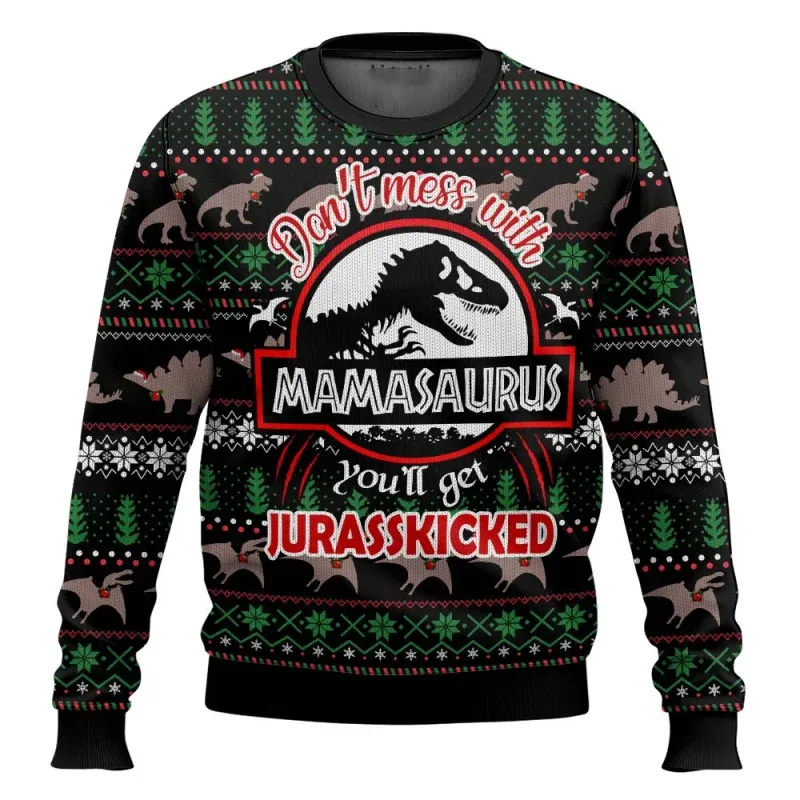 Jurassic Park Dinossauros Feliz Natal Roupas Presentes Suéteres de Papai Noel Moletons masculinos e femininos 3D Festa de outono e inverno