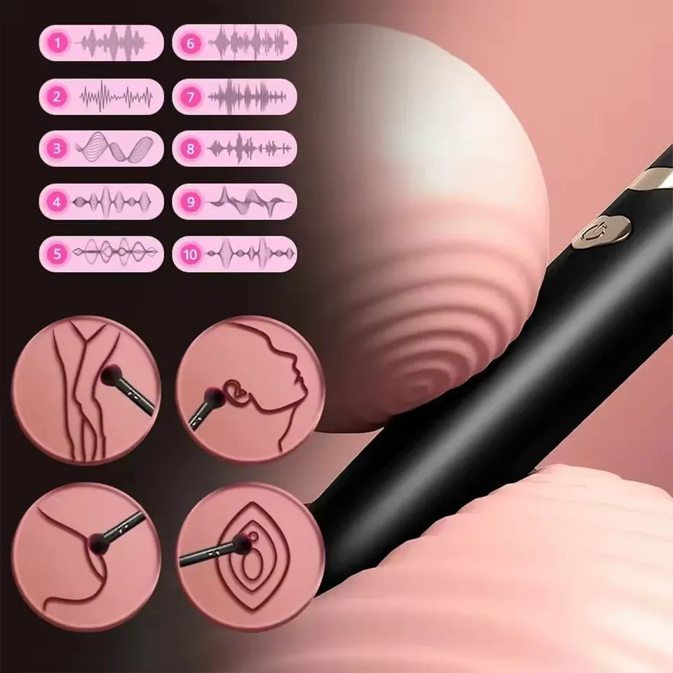 Sminktoll, kettős fejű vibrátor puha kefe, fésűs babok, magas frekvenciájú mikrovibráció, mély stimuláció, g-pont orgazmus, női szexjáték