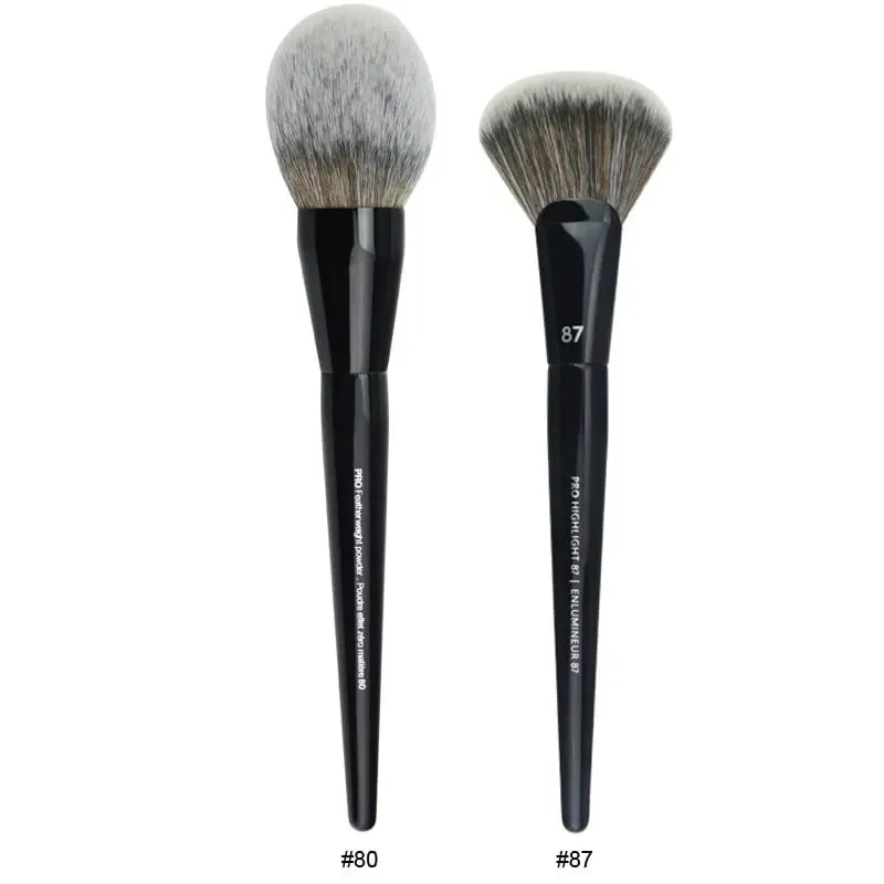 2 pièces/ensemble pinceaux de maquillage noirs Pro poudre de cheveux synthétiques ombre à paupières tache point culminant fond de teint aérographe diffuseur pinceau de maquillage — image 25