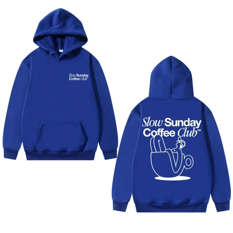 Unisex Slow Sunday Coffee Club Hoodie Pullover Funny Meme Vintage Casual Streetwear tröja, flera färger tillgängliga — image 8