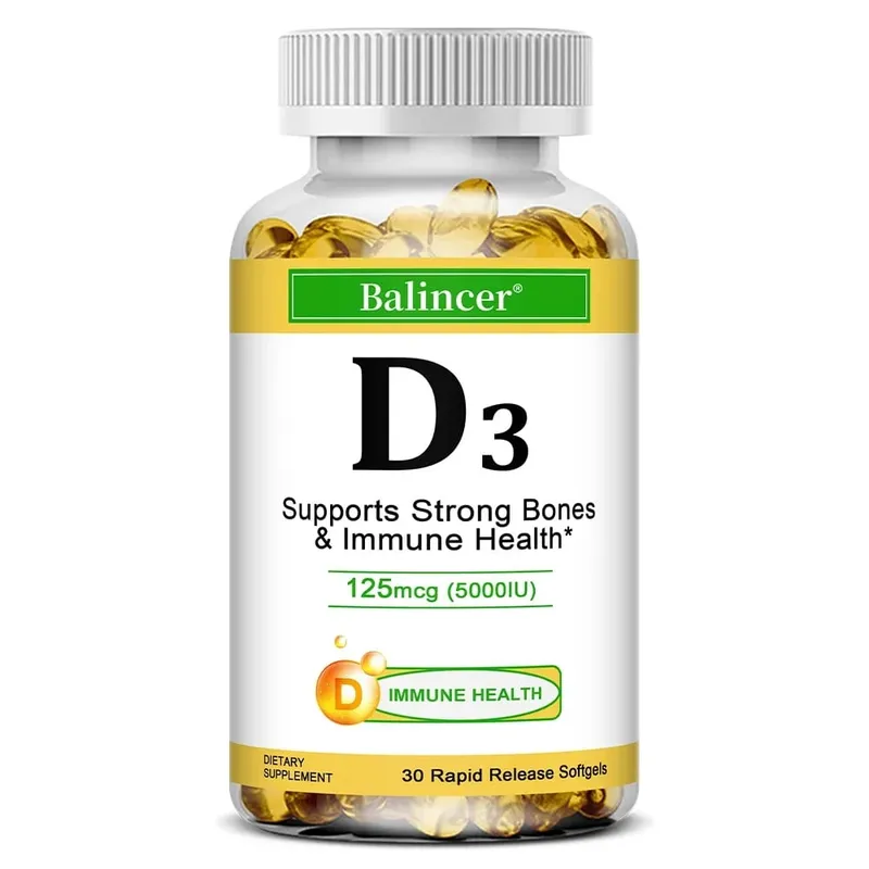 Συμπλήρωμα διατροφής Balincer Vitamin D3 5000 IU (125 mcg) για οστικά δόντια Μύες και Υποστήριξη Ανοσοποιητικής Υγείας 30/60/120 Softgels — image 8
