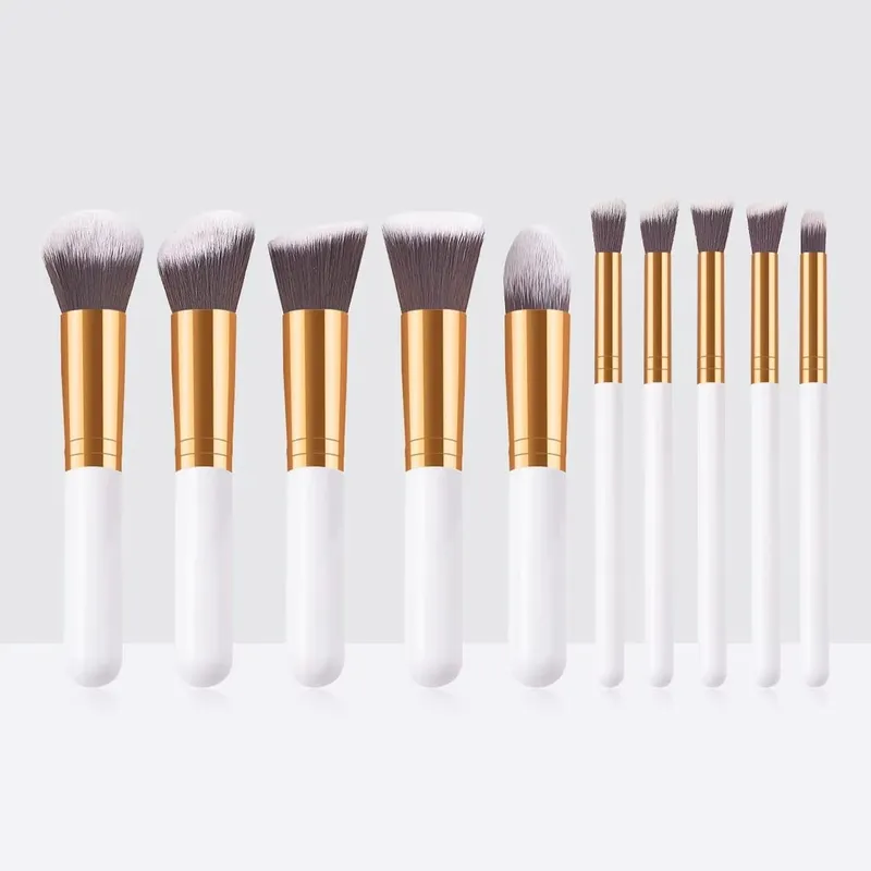 Ensemble de pinceaux de maquillage professionnels, 10 pièces, pinceaux de détail Super doux, pour Blush, fond de teint, correcteur, fard à paupières, outil de beauté pour dames