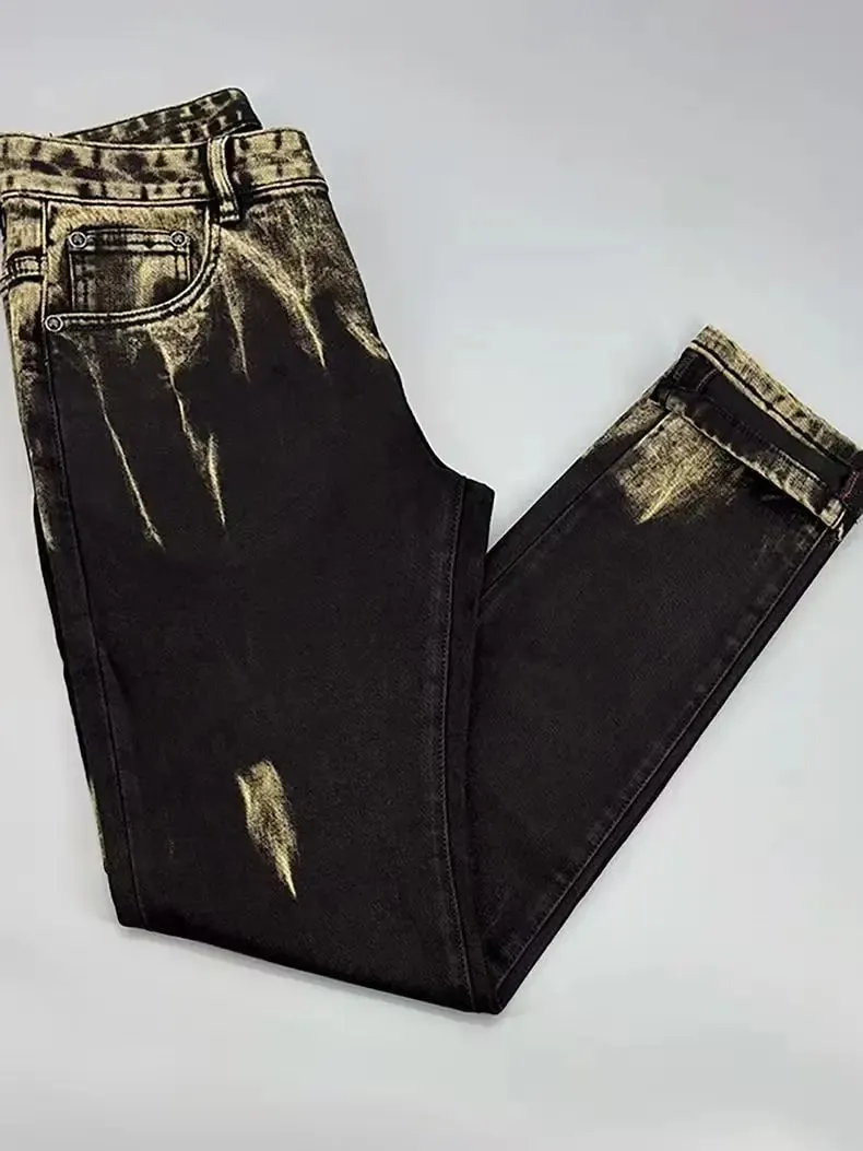 Υψηλής ποιότητας American Retro Men Jeans φθινοπωρινό νέο μικρο-ελαστικό δημοφιλές, ανθεκτικό στη φθορά λεπτό ίσιο παντελόνι — image 3
