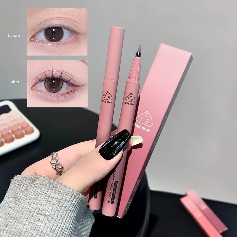 Αδιάβροχο Quick Dry Liquid Eyeliner Pen Ultra-fine Matte Black Brown Lasting Lying Silkworm Eyeliner Pencil Φυσικό Μακιγιάζ ματιών — image 7