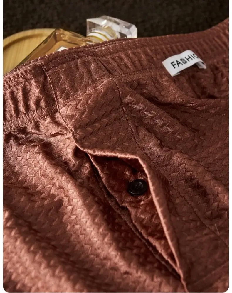 2 pacote masculino boxers de seda gelo mid-rise solto ajuste verão legal na moda brilho roupa interior pijamas masculinos — image 5