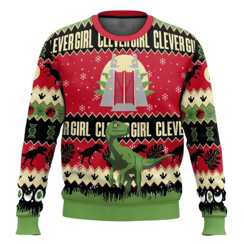 Jurassic Park Dinossauros Feliz Natal Roupas Presentes Suéteres de Papai Noel Moletons masculinos e femininos 3D Festa de outono e inverno