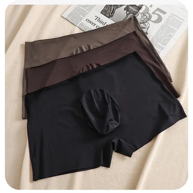3d bolsa de secagem rápida calcinha masculina boxers de seda gelo sem costura sexy roupa interior homme homem ultra-fino respirável boxer shorts — image 12