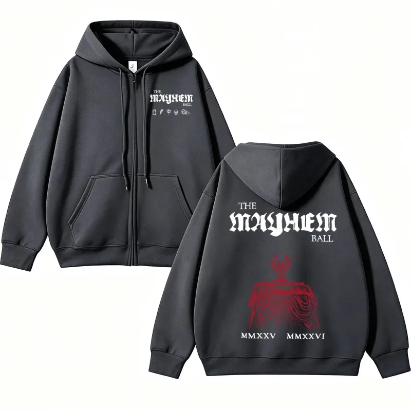 Lady Gaga The MAYHEM Ball Red Dress Zip Up Hoodies Fashion Pop Music Cardigan Sweatshirt Loose Fleece Casual Men Women Jackets — image 9
