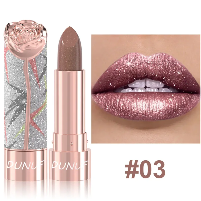 7 Kulay Gold Sparkle Metallic Lipstick Pearl Shimmer Glitter Lip Makeup High Pigment Velvet Matte Long Lasting Lipstick