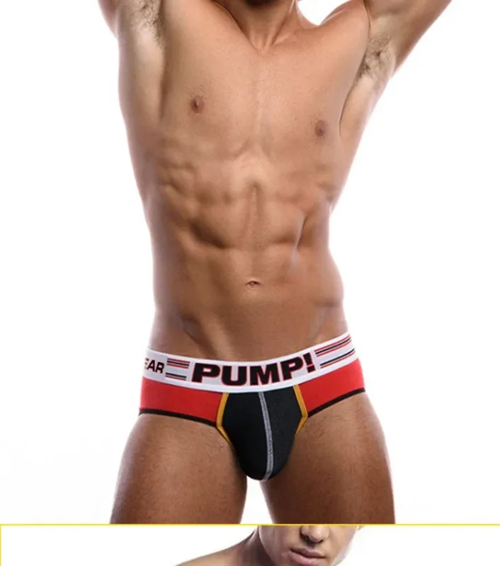 Panlalaking Cotton Color Block Brief, Pump! Logo Wide Waistband Low Rise Sexy 3D Convex Pouch Underwear 3256813080433415 — image 23