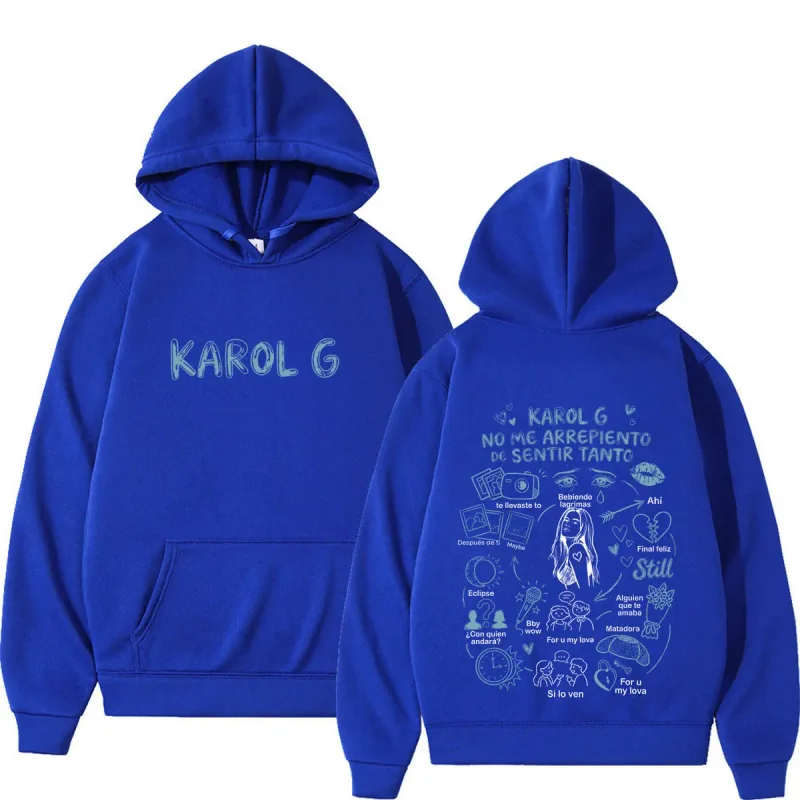 Karol G Álbum No Me Arrepiento De Sentir Tanto 2026 Impressão Moletom Com Capuz Homens Mulheres Moda Casual Pulôver Mangas Compridas Soltas Hoodies — image 10