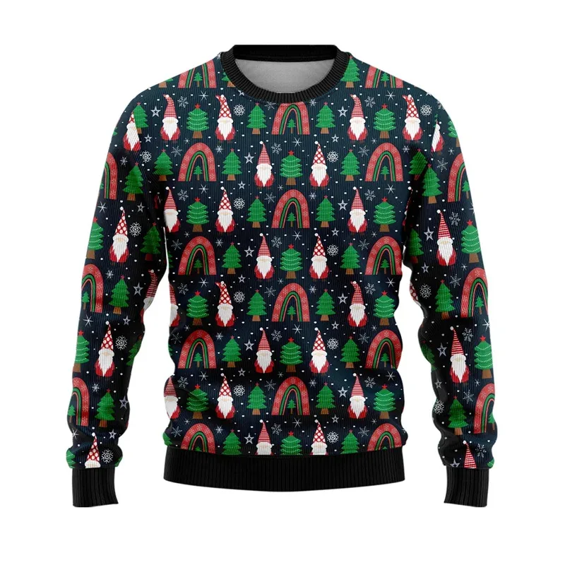 3D Printed Cartoon Santa Claus Sweatshirt For Men Merry Christmas Pattern Hoodies Casual Harajuku Loose Tops Round Neck Pullover — image 6
