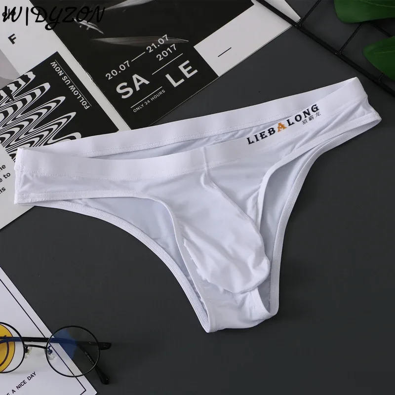 Panlalaking Briefs Bikini Sexy Underwear Men Ice Silk Penis Pouch Briefs Cuecas Calzoncillos Hombre Slip Gay Solid Lingerie ng Lalaki — image 2