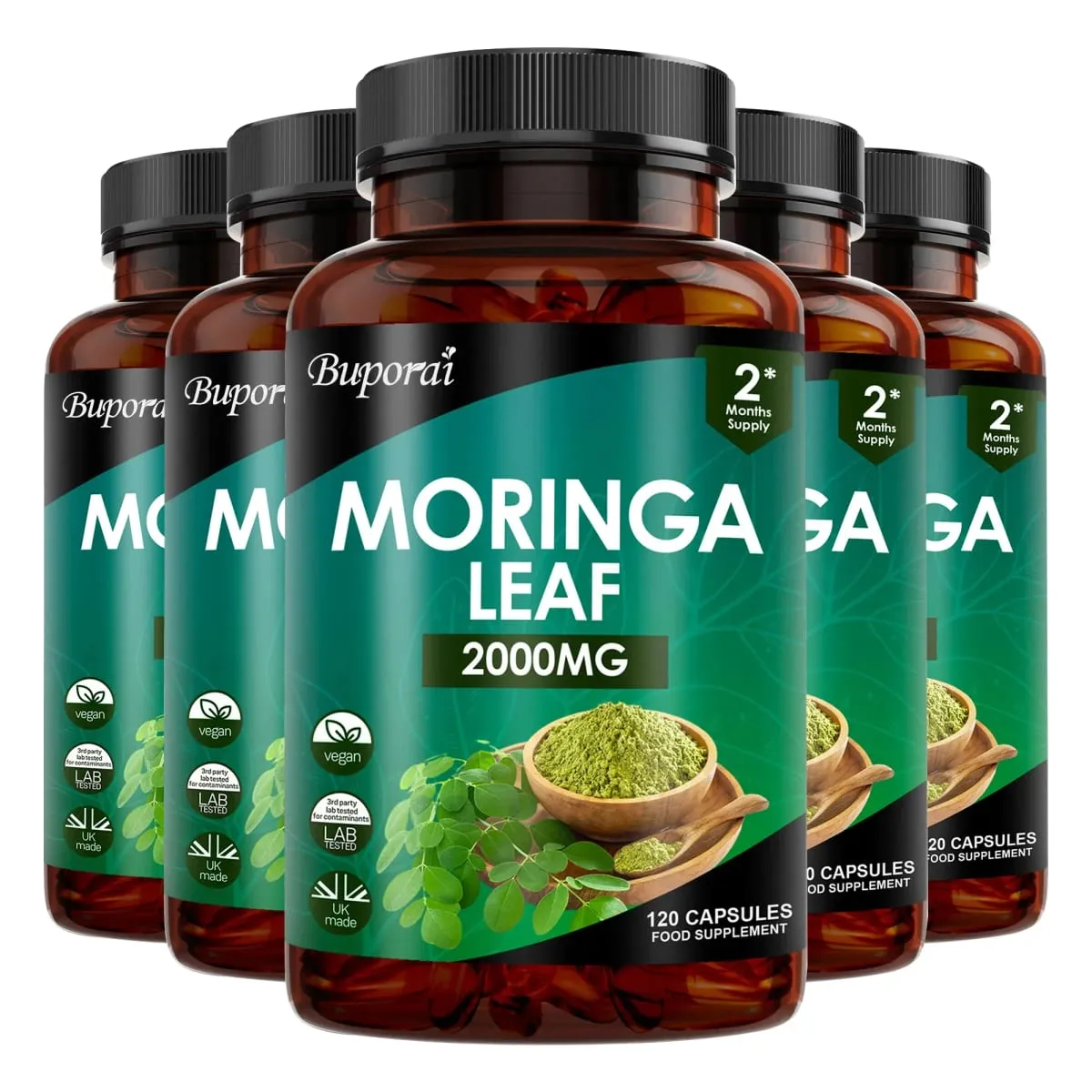Moringa Leaf Capsules - Supports Digestive and Intestinal Health Antioxidants Nourishes Skin Improves Energy Levels