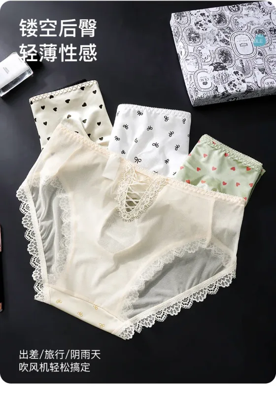 Large Size Mens Sissy Satin Panties Sexy Scalloped Lace Sheer Briefs Glossy Lingerie Mid Rise Lace Bow U Convex Pouch Underpant — image 14