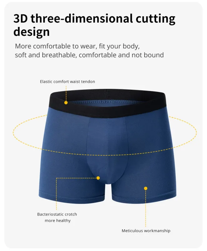 4 Pack Europe At America Size ng Men's Solid Color Sexy Boxer Underwear Antibacterial Breathable Plus Size Men's Shorts Underwear — image 2