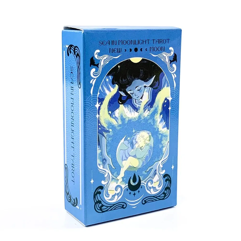 Sea in Moonlight Tarot kártyák 78 kártyás angol nyelvű jóslás társasjátékok, amelyek tökéletesek az érzelmi gyógyuláshoz és az intuitív olvasáshoz