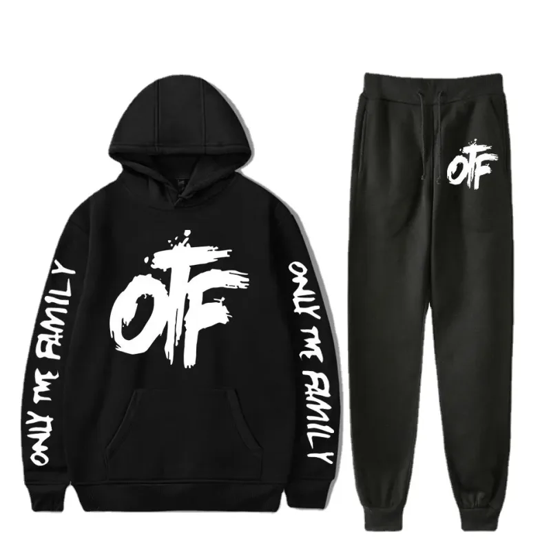 하라주쿠 편안한 재미 있은 OTF 편지 인쇄 운동복 운동복 정장 남성/여성 후드 + 바지 정장 귀여운 2 조각 세트 의류 — image 7