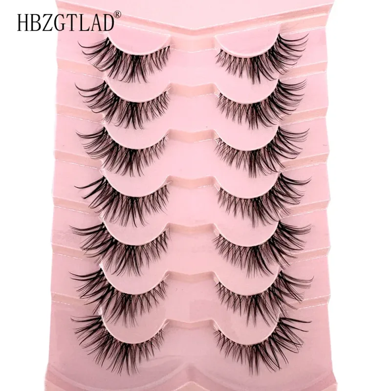 7/8PairsCat Eye Eyelashes manga Lashes 3D Clear Band Lashes naturalHalf Lashes End Eye Eyelonged Mink Eyelashes Αφράτες βλεφαρίδες — image 17