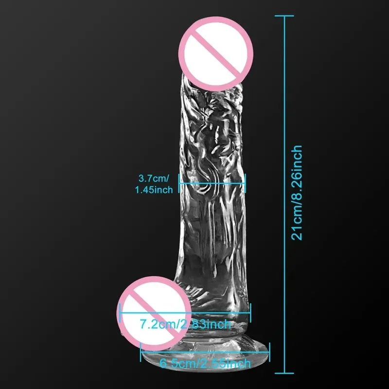 Jelly Dildo 4 Sizes Transparent Soft Realistic Penis Fake Dick Butt Plug for Woman Men Gay Sex Toys Female Vagina Anal Sex Toys — image 8