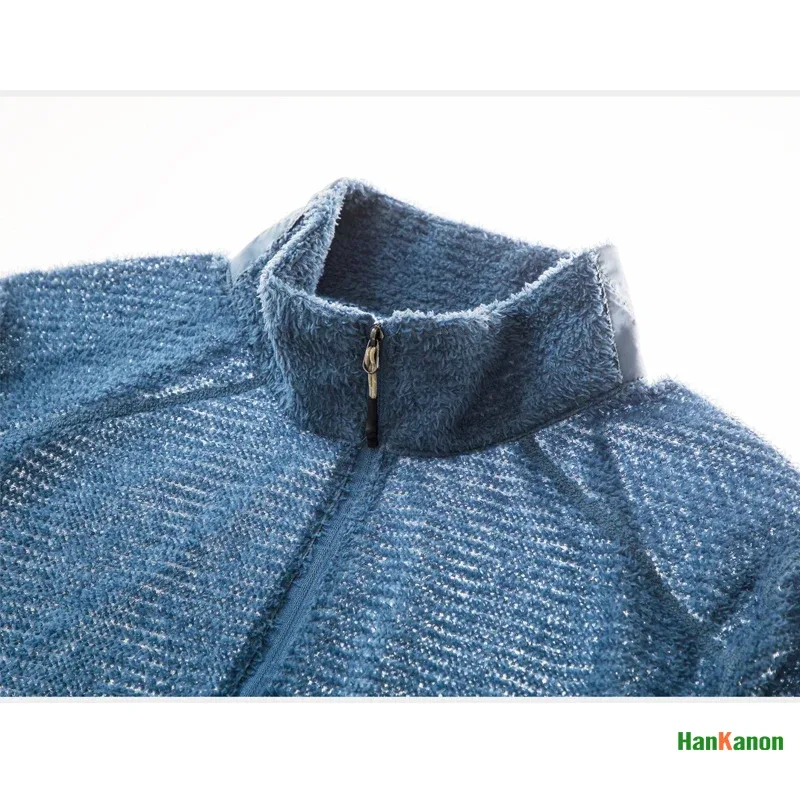 Moletom masculino com gola alta e meio zíper, camada base versátil de lã de ar para acampamento ao ar livre, caminhadas, ciclismo