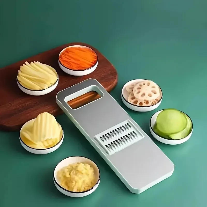 7pcs Stainless Steel Multi-Function Vegetable Slicer And Grater Set with Interchangeable Blades Manual Kitchen Gadget Tool Kit — image 2