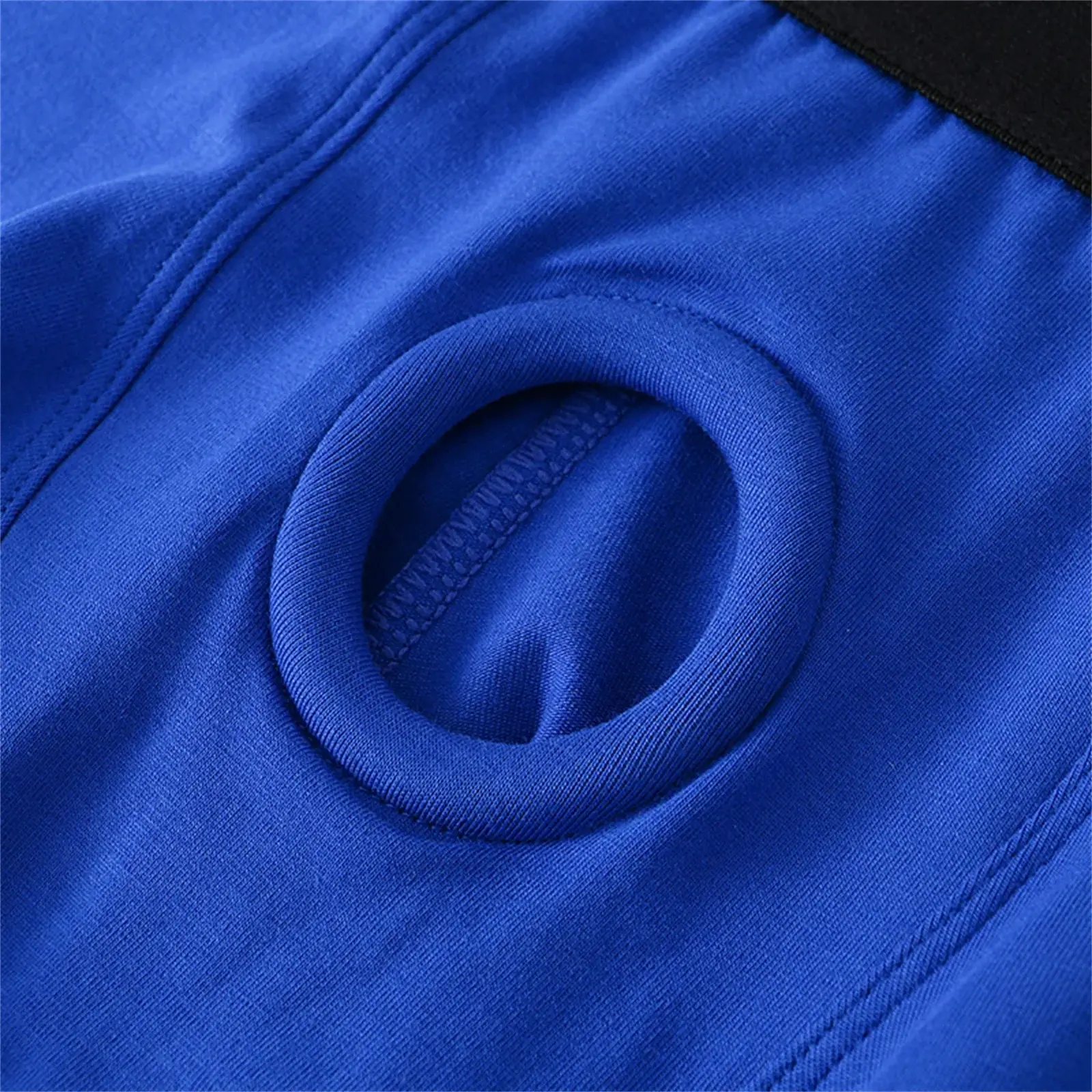 Men's Boxers Front Hole Pouch Underwear Silicone Cockring Sexy Boxershorts Wide Waistband Cotton Underpants Hollow Out Lingerie