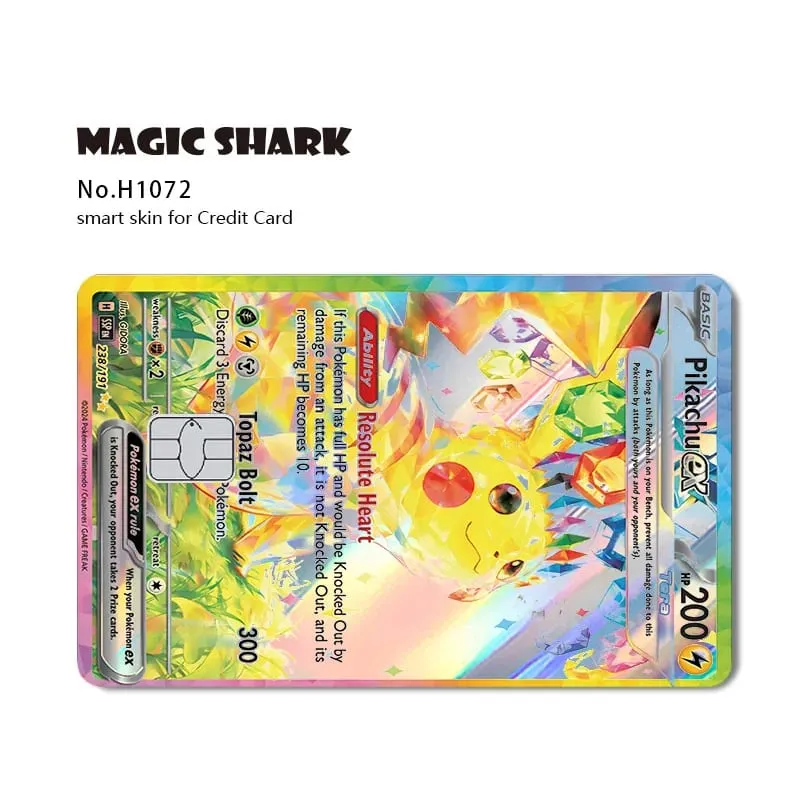 Magic Shark Mew Charizard EX Eevee Gengar Pikachu TCG כרטיס הולוגרפי לייזר מדבקה לסרטי עור לכרטיס אשראי בנקאי — image 10